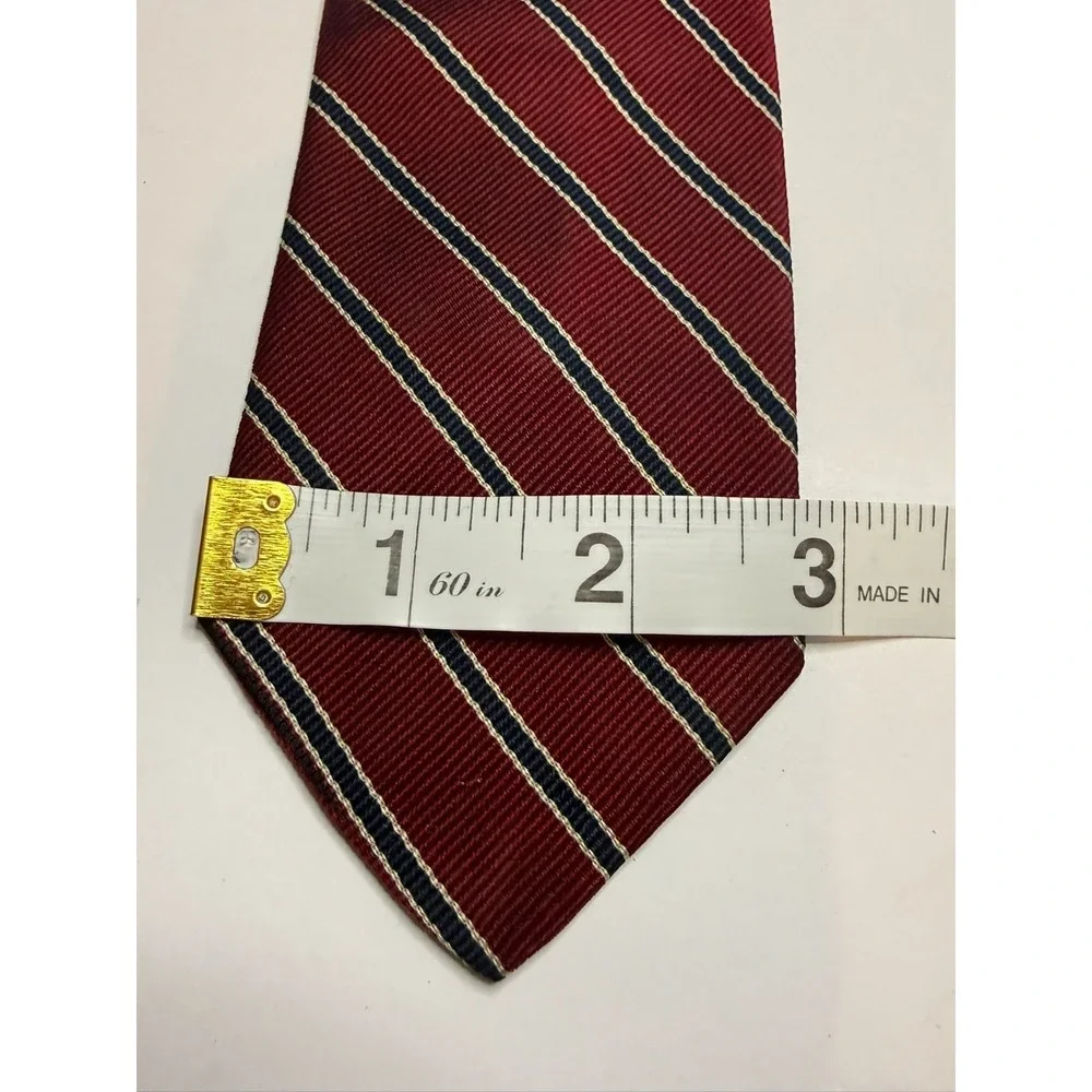 Edward Tunick Burgundy Striped Men's Neck Tie Diagonal Stripe Classic Dress Tie
